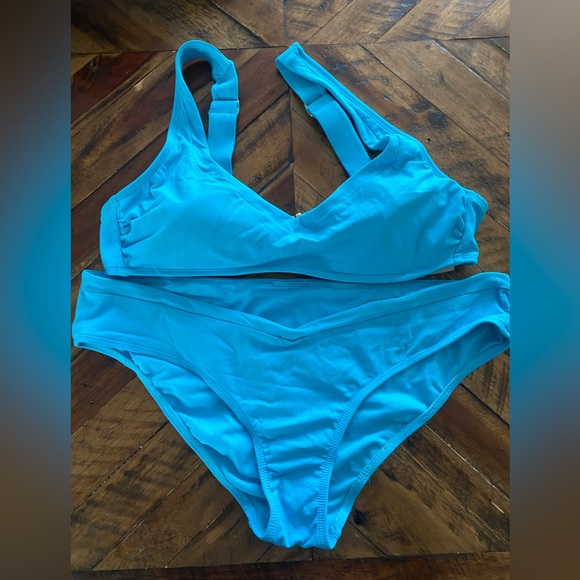 Xhilaration Turquoise Ribbed Bikini Set - Picture 2 of 6